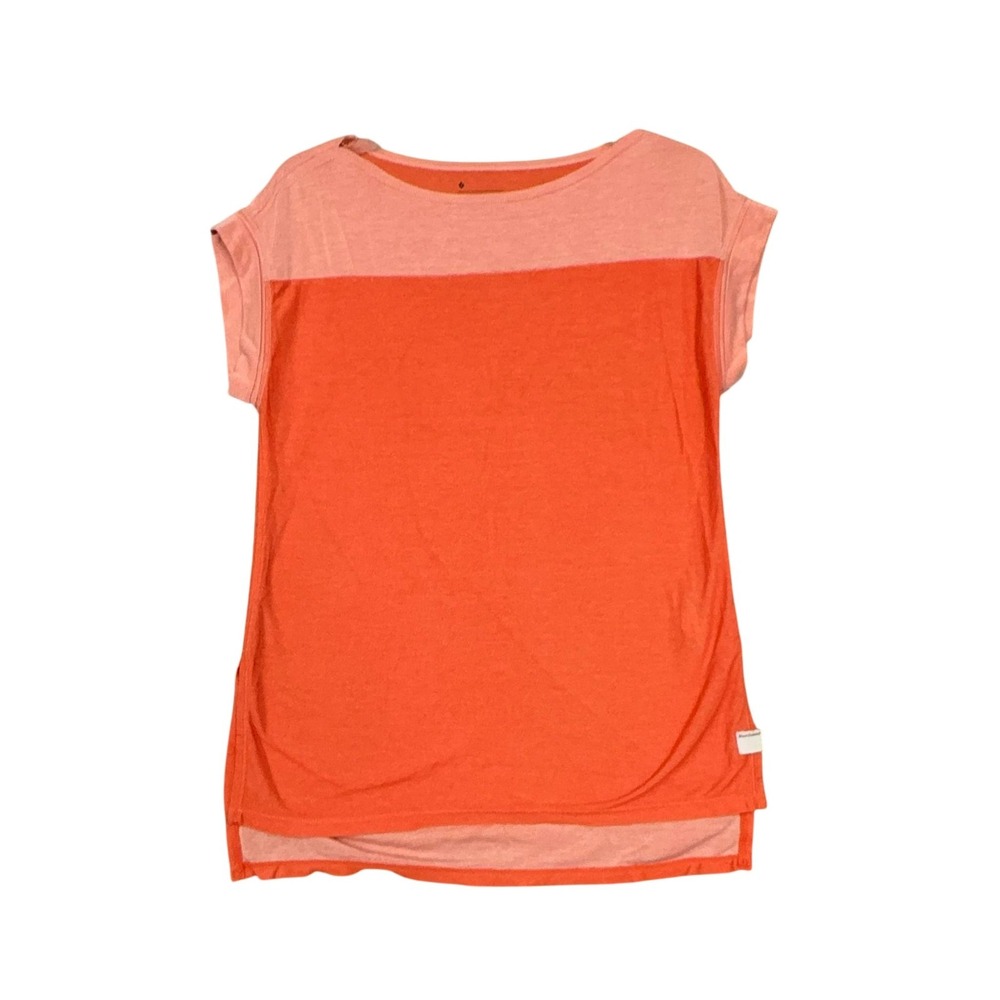 Black Diamond Shirt Womens Small Orange Pink Colorblock Tunic Cap Sleeve Top